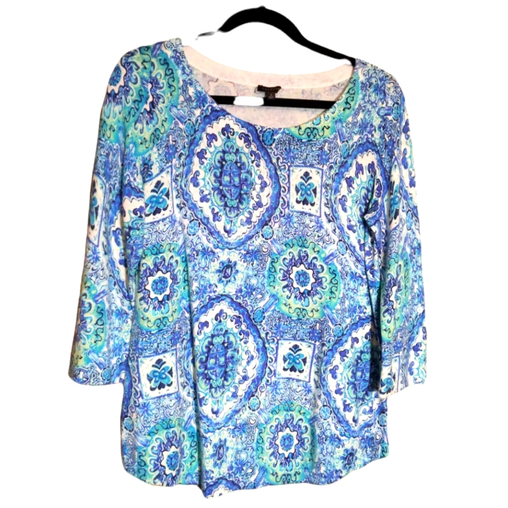 Talbots Blue patterned sweater